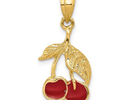 14KT Yellow Gold 26X12MM Cherries Pendant. Chain Not Included Discount