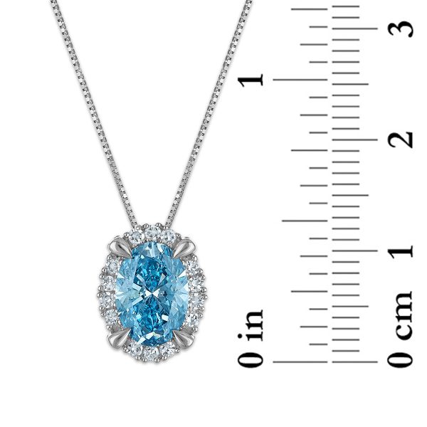 Signature EcoLove 1-3 4 CTW Fancy Blue Lab Grown Diamond Pendant in 14KT White Gold Cheap