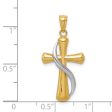 14KT White and Yellow Gold 31X15MM Cross Pendant. Chain Not Included Hot on Sale