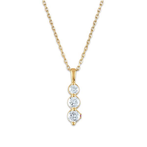 LoveSong EcoLove 3 4 CTW Lab Grown Diamond Three Stone 18-inch Pendant in 10KT Yellow Gold For Discount