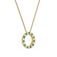 2MM Round Emerald and Opal 18-inch Circle Pendant in Yellow Gold Plated Sterling Silver Online Hot Sale