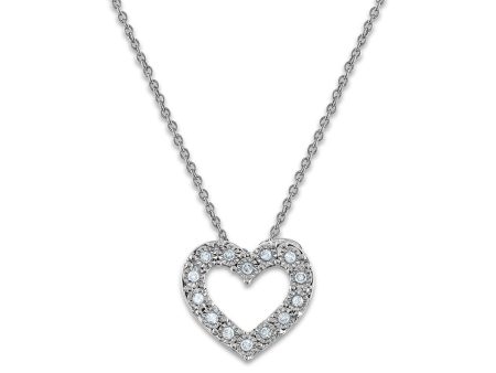 1 10 CTW Diamond Heart 18-inch Pendant in Rhodium Plated Sterling Silver Fashion