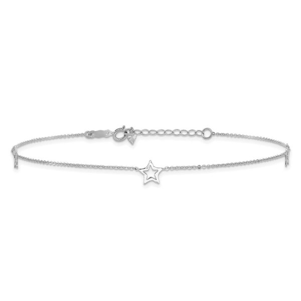 14KT White Gold 9+1-inch extender Adjustable Anklet on Sale