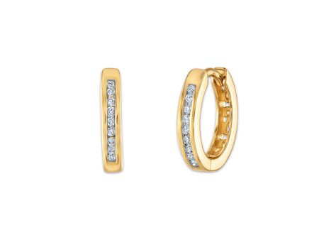 1 10 CTW Diamond Huggie Earrings in 10KT Yellow Gold Online