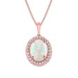 LoveSong 10X8MM Oval Opal and Diamond Halo 18-inch Pendant in 10KT Rose Gold Online Hot Sale