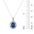 9X7MM Oval London Blue Topaz and Diamond 18-inch Pendant in 10KT White Gold Cheap