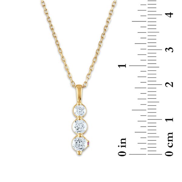 LoveSong EcoLove 3 4 CTW Lab Grown Diamond Three Stone 18-inch Pendant in 10KT Yellow Gold For Discount