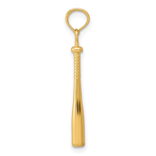 14KT Yellow Gold 25X2MM Three Dimensional Baseball Bat Pendant. Chain not Included Sale