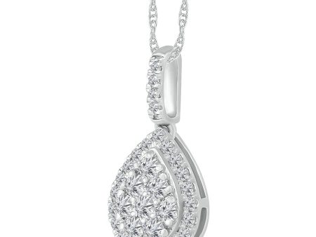 1 4 CTW Diamond Fashion Pear Shaped 18-inch Pendant in 10KT White Gold Discount