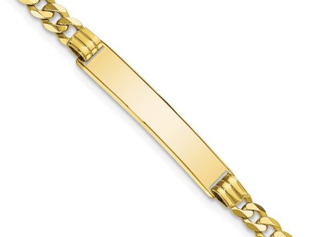 10KT Yellow Gold 7-inch 5.38MM Flat Curb ID Bracelet Discount