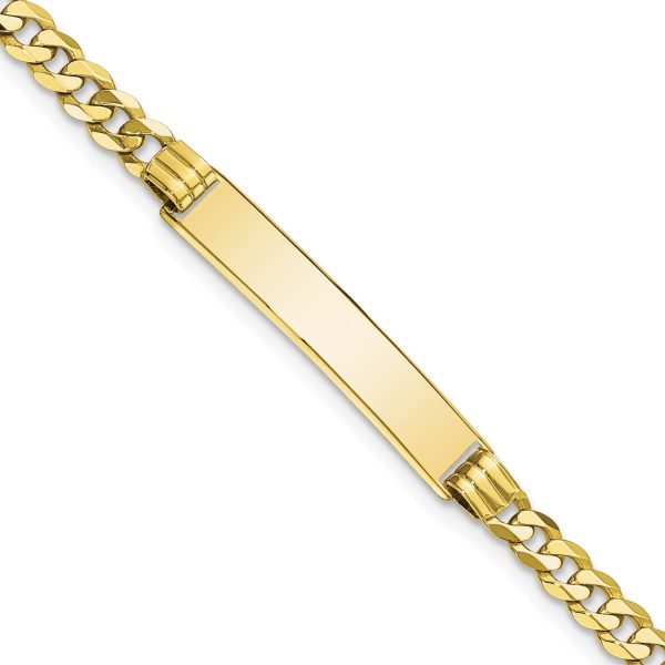 10KT Yellow Gold 7-inch 5.38MM Flat Curb ID Bracelet Discount