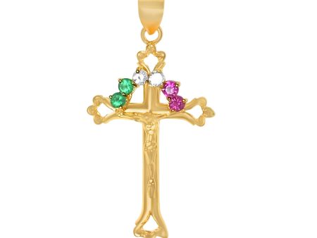 Roberto Martinez 14KT Yellow Gold Cubic Zirconia Crucifix Cross Pendant. Chain Not Included Discount