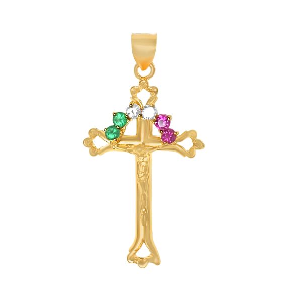 Roberto Martinez 14KT Yellow Gold Cubic Zirconia Crucifix Cross Pendant. Chain Not Included Discount