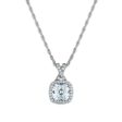 7MM Cushion Sapphire and White Sapphire Halo Fashion 18-inch Pendant in Rhodium Plated Sterling Silver Online Sale