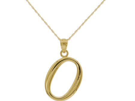 10KT Yellow Gold 18-inch 30MM Initial Pendant; Initial O Cheap