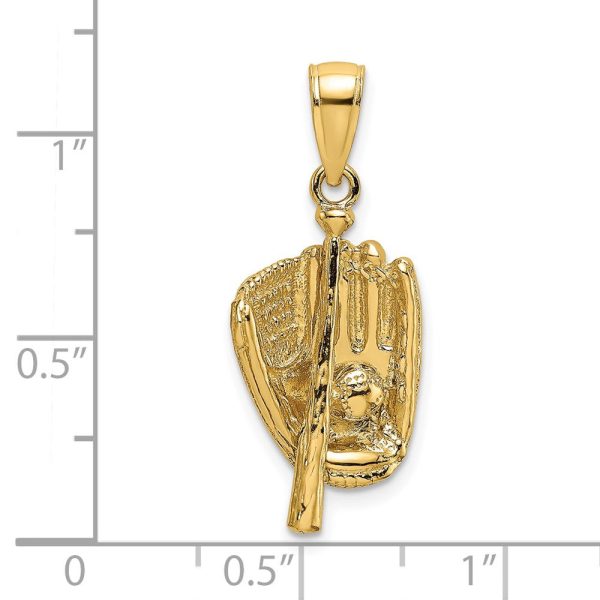 14KT Yellow Gold 16X11MM Three Dimensional Baseball Charm Cheap