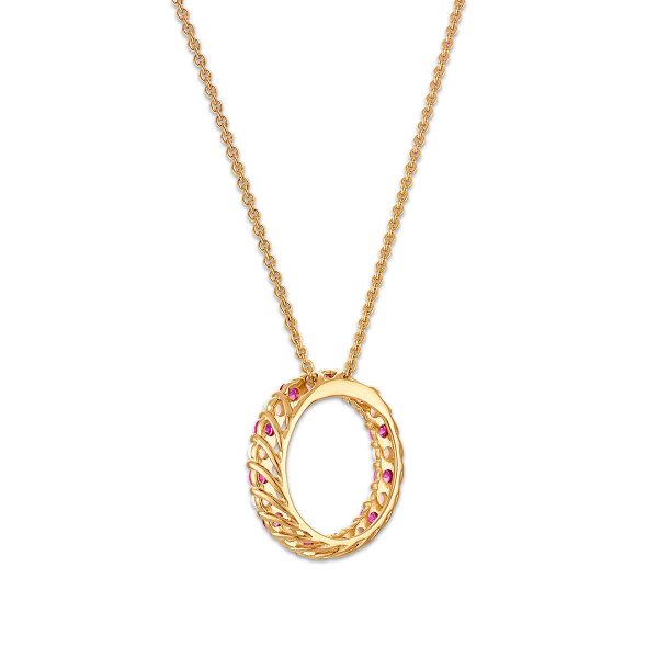 2MM Round Ruby and Opal 18-inch Circle Pendant in Yellow Gold Plated Sterling Silver For Cheap