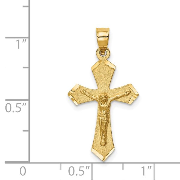 14KT Yellow Gold 30X15MM Diamond-cut Crucifix Cross Pendant. Chain Not Included Online Sale