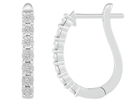 1 10 CTW Diamond Hoop 19.5MM Earrings in Sterling Silver Online now