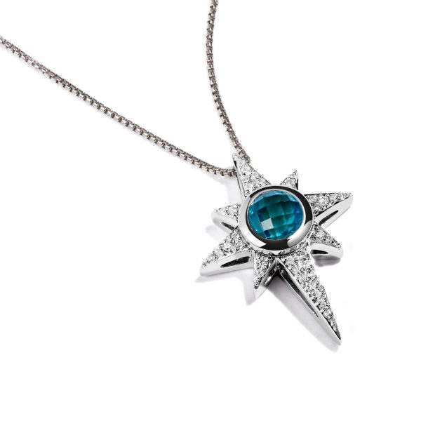 Star Wars™ KYBER CRYSTAL RADIANCE 18-inch Pendant with 1 3CTW Diamonds and Sky Blue Topaz in Sterling Silver Online