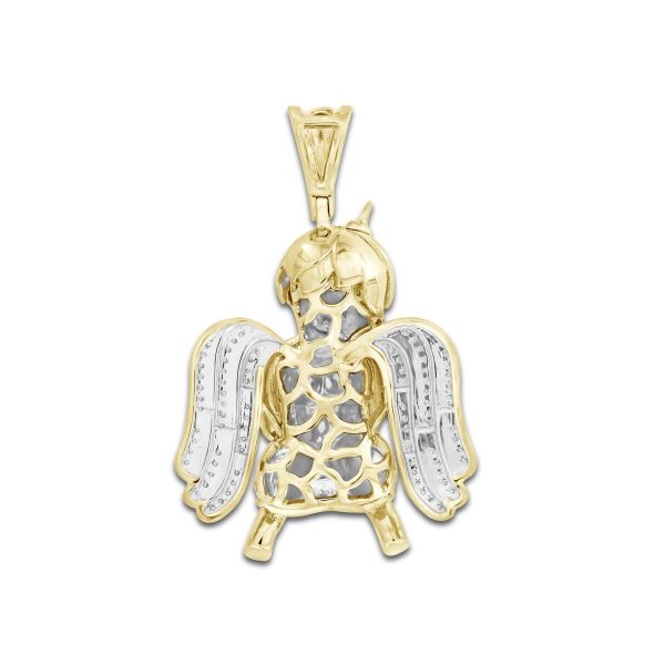 10KT Yellow Gold 3 8 CTW Diamond 44X27MM Praying Angel Cherub Charm. Chain not Included Hot on Sale