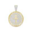 10KT Yellow Gold 3 4 CTW Diamond 43X30MM Cross Medal Charm. Chain not Included For Cheap