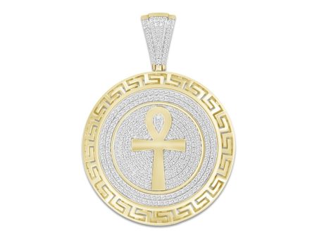 10KT Yellow Gold 3 4 CTW Diamond 43X30MM Cross Medal Charm. Chain not Included For Cheap