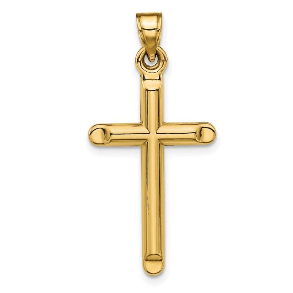 14KT Yellow Gold 35X17MM Three Dimensional Cross Pendant-Chain Not Included Cheap