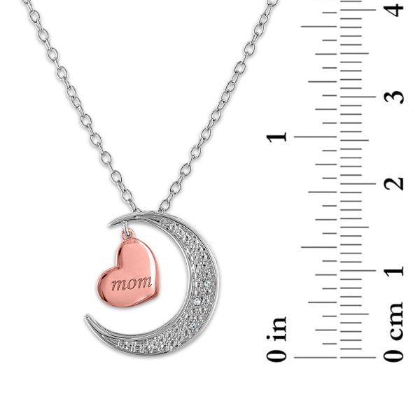 Diamond I Love You To The Moon And Back Mom Heart Diamond Accent Pendant in Rose Gold Plated Sterling Silver Hot on Sale