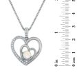 Opal and White Sapphire 18-inch Heart Pendant in Sterling Silver on Sale