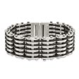 Stainless Steel Black Rubber 8.5in Bracelet Online Sale