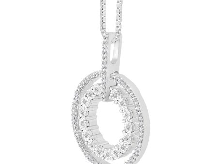 1 5 CTW Diamond Circle 18-inch Pendant in Sterling Silver For Sale