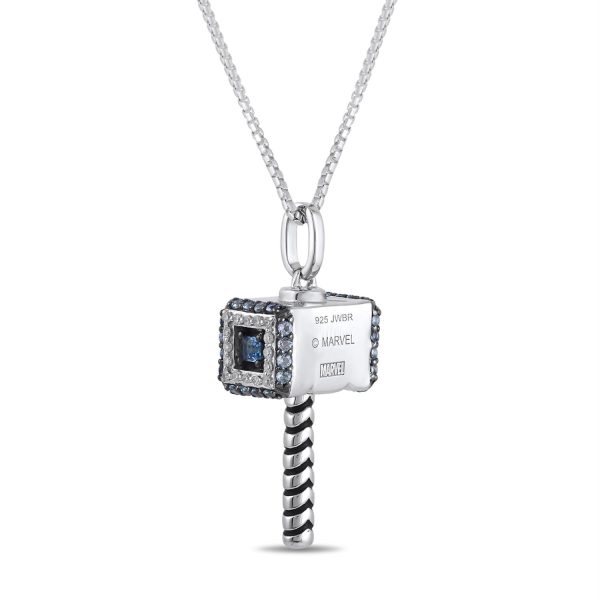 Marvel™ Fine Jewelry Blue Topaz and Diamond 18-inch Thor Pendant in Sterling Silver on Sale