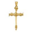 14KT Yellow Gold 40X20MM Three Dimensional Cross Pendant. Chain Not Included Supply