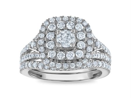 1 1 2 CTW Diamond Halo Bridal Set Ring in 10KT White Gold Online Hot Sale