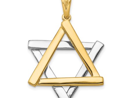 14KT White and Yellow Gold 39X24MM Star Of David Pendant-Chain Not Included Discount