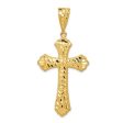 14KT Yellow Gold 57X27MM Diamond-cut Cross Pendant. Chain Not Included Fashion