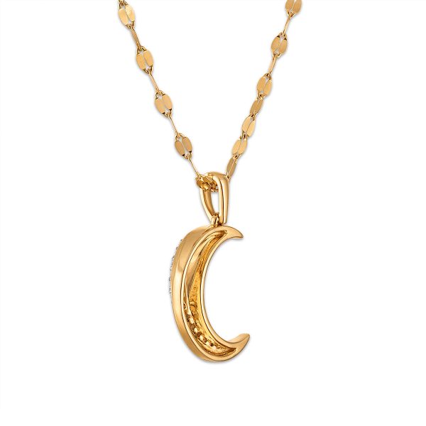 Diamond 18-inch Moon Pendant in 10KT Yellow Gold For Discount