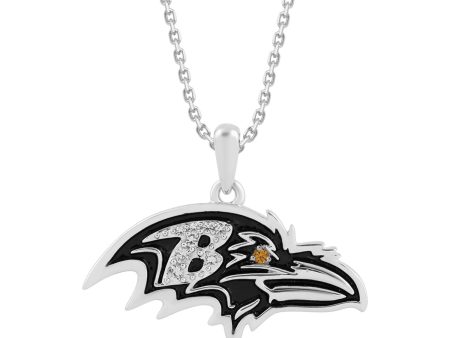 True Fans Fine Jewelry Baltimore Ravens 18-inch Pendant in Sterling Silver For Sale