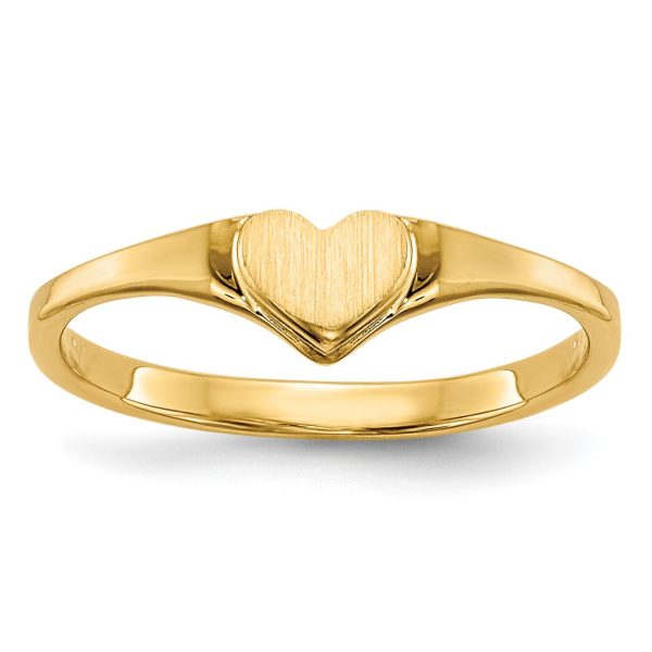 14KT Yellow Gold Childrens Heart Ring; Size 3 Hot on Sale