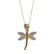 10KT Yellow Gold 23X22MM 18-inch Dragonfly Pendant Online Sale