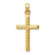 14KT Yellow Gold Diamond-cut Cross Pendant. Chain Not Included Online Hot Sale