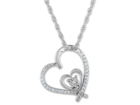 1 10 CTW Diamond Heart 18-inch Pendant in 10KT White Gold Supply