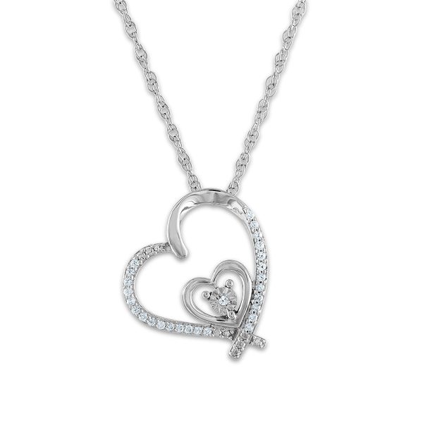 1 10 CTW Diamond Heart 18-inch Pendant in 10KT White Gold Supply