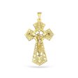 10KT Yellow Gold 92X48MM Filigree Crucifix Cross Pendant. Chain Not Included Online Hot Sale