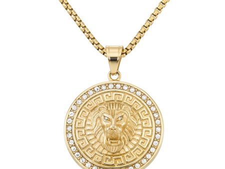 King by Simone I Smith Yellow Stainless Steel and Crystal 24-inch Lion Medallion Pendant Hot on Sale