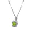 5MM Round Peridot and White Sapphire Birthstone Flower Halo Pendant in Sterling Silver For Discount