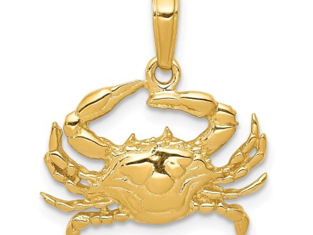 14KT Yellow Gold 20X17MM Blue Crab Pendant-Chain Not Included Online now