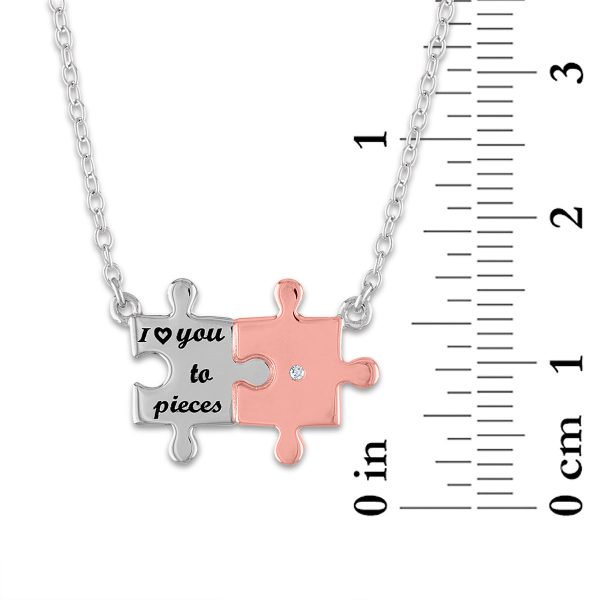 Diamond Accent -inchI Love U to Pieces-inch Pendant in Rose Gold Plated Sterling Silver on Sale