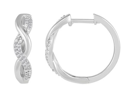 1 10 CTW Diamond Twist Hoop 18MM Earrings in Sterling Silver For Sale